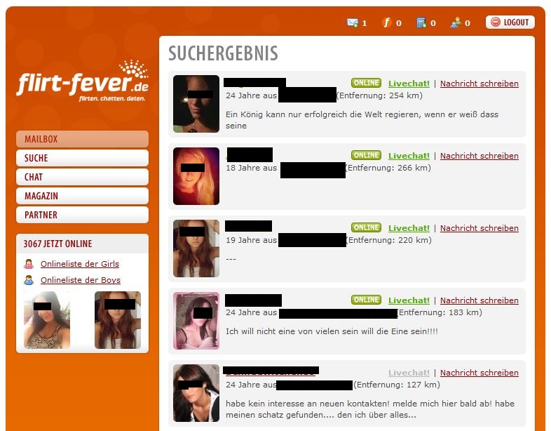 Flirt-Fever Suche